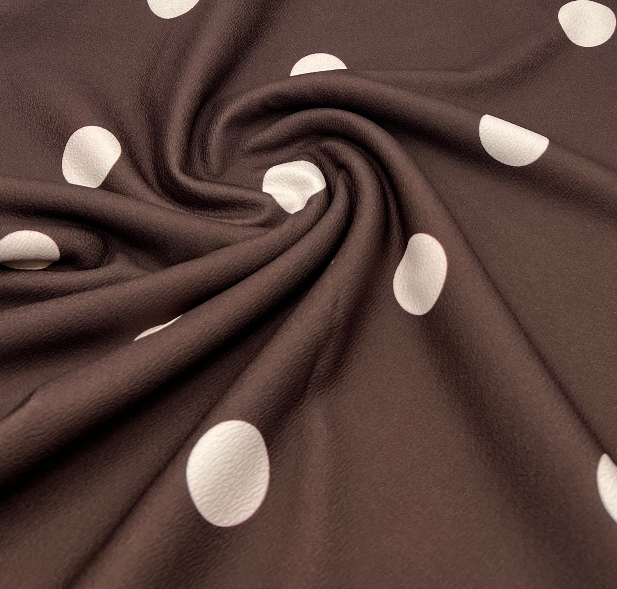 Brown Beige Large Polka Print Liverpool Bullet Stretch Fabric